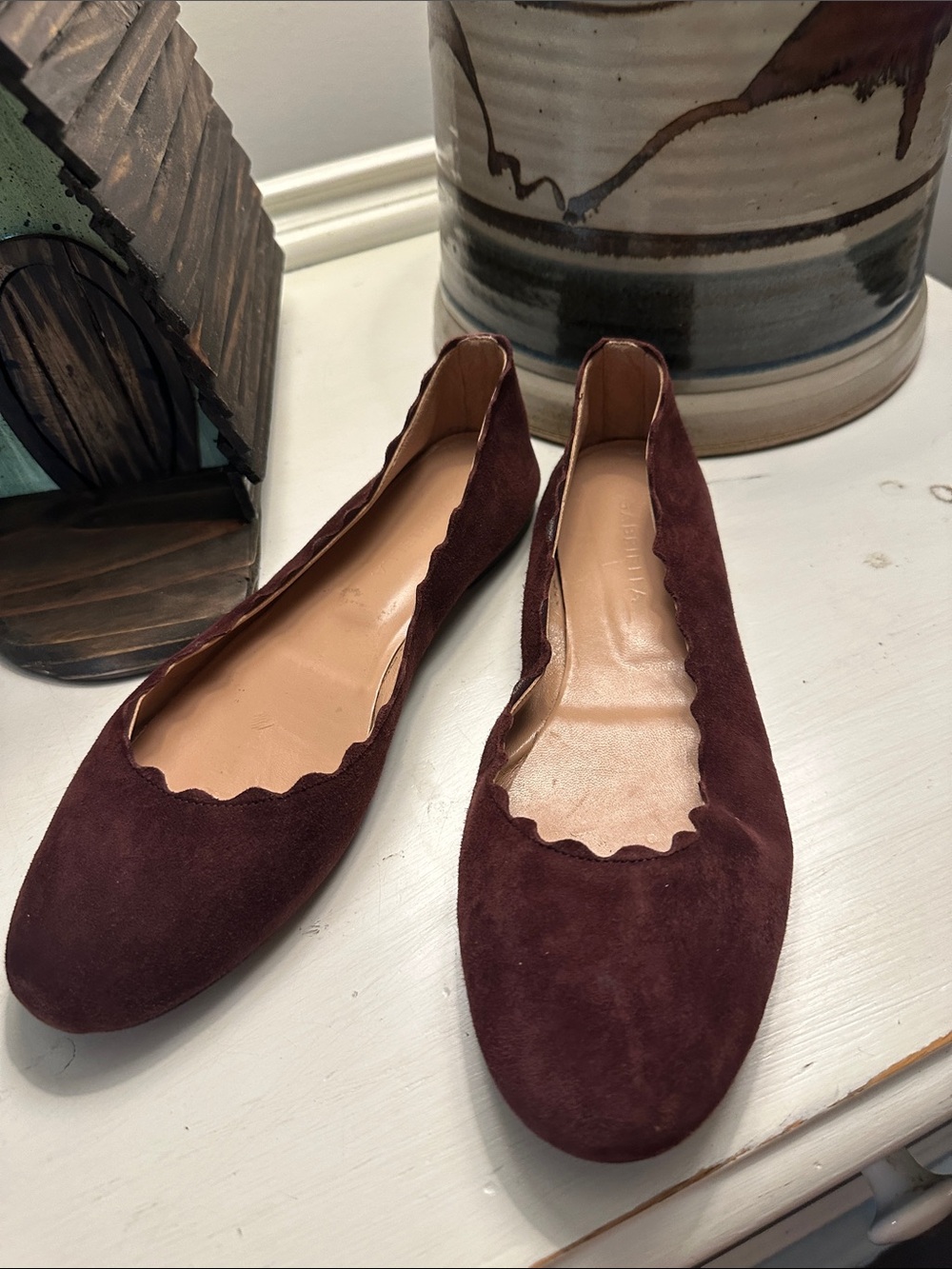 Gabriella Wine Suede Flats 37.5